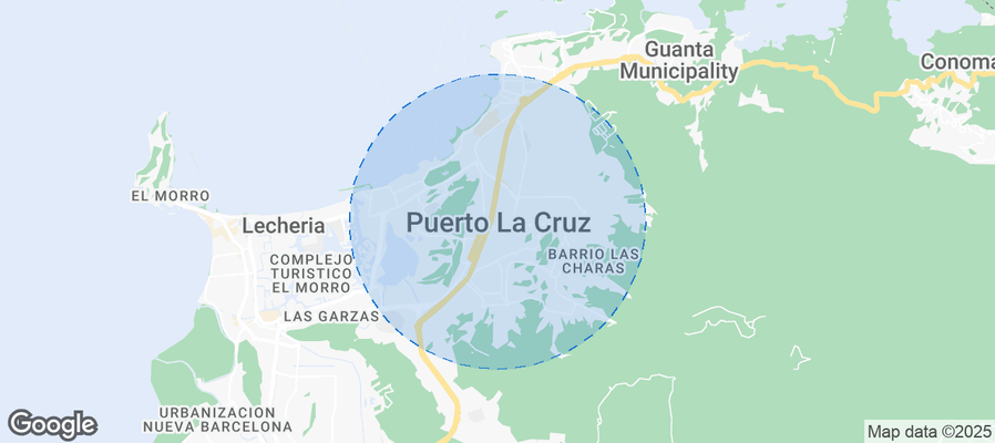 Map of Airbnb listings in Puerto La Cruz