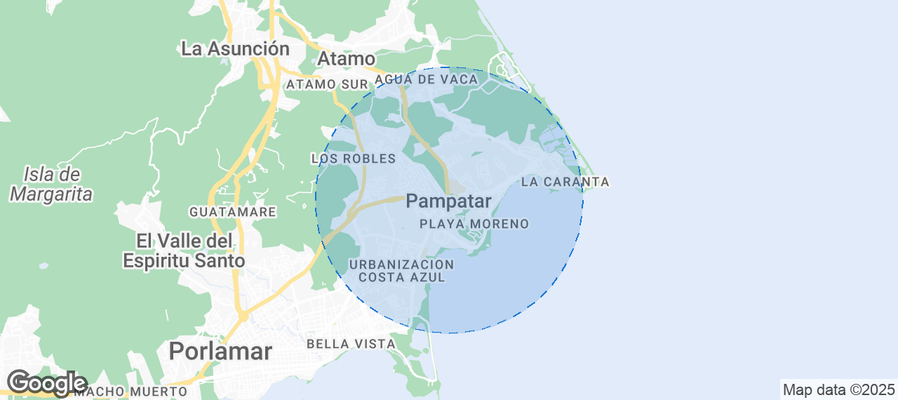 Map of Airbnb listings in Pampatar