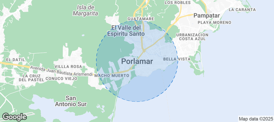 Map of Airbnb listings in Porlamar