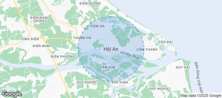 Map of Airbnb listings in Hội An