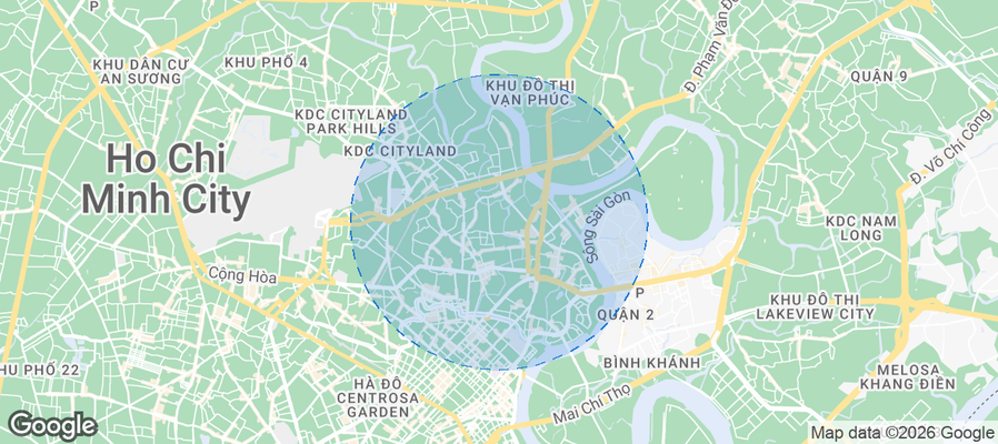 Map of Airbnb listings in Quận Bình Thạnh