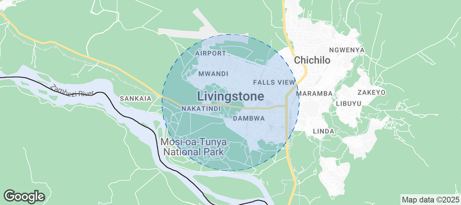 Map of Airbnb listings in Livingstone