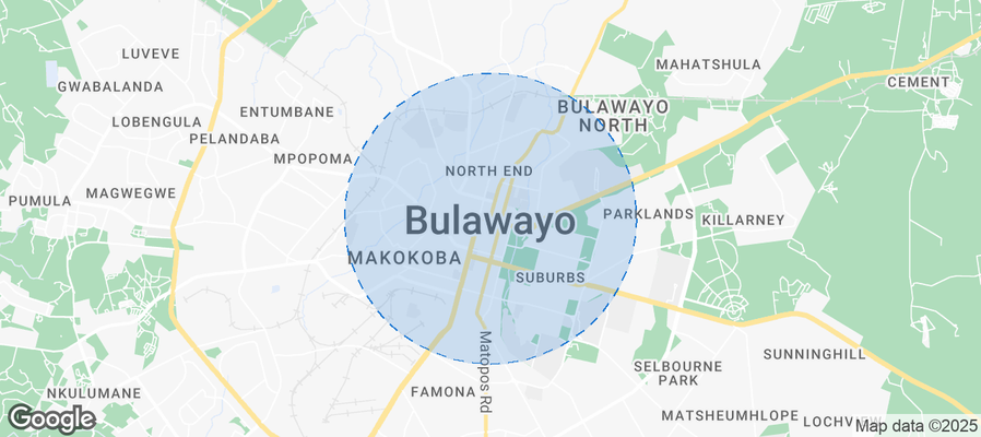 Map of Airbnb listings in Bulawayo